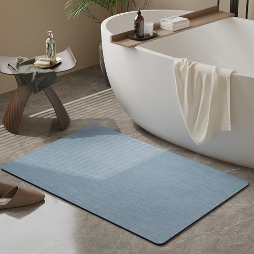 Mecko Bath Mat 16"x24", Ultra Thin Bathroom Rug fit Under Door Light Blue by Mecko