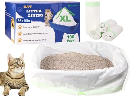 100 PCS Jumbo Cat Litter Box Liners by Kovevo