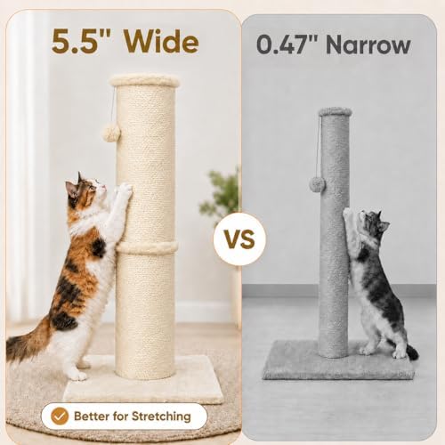 PAWSCRAT 32-Inch Tall Cat Scratching Post, 5.5-Inch Diameter - Image 4