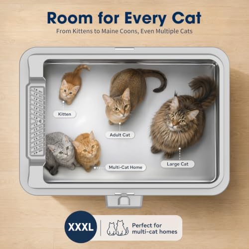 2 Pack Extra Large Open Stainless Steel Cat Litter Box, Light Gray - Image 3