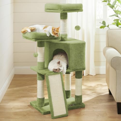 Feandrea Cat Tree, 45.3-Inch Cute Cat Tower, Plush Climbing Condo by FeandreabySONGMICSHOME