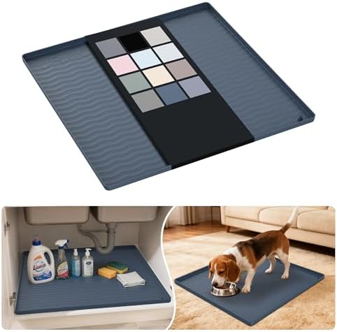 URMONA Waterproof Silicone Under Sink Mat, 22 x 22 in, Flexible Shelf Liner by URMONA