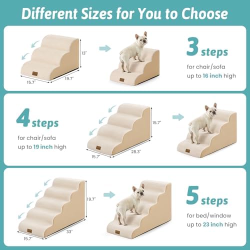 COZY KISS Dog Stairs for Small Dogs, 3 Step Pet Stairs for Beds & Couches - Image 6