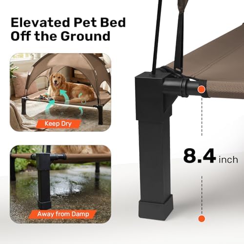 Elevated Dog Bed with Removable Canopy, Sun Protection Shade Tent Dog Cot - Image 3