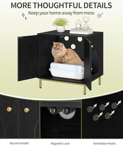 Hzuaneri Cat Litter Box Enclosure, Hidden Litter Box Furniture, Sisal Mat - Image 5