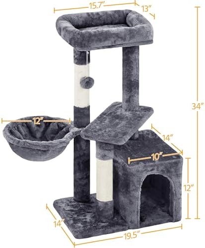 Topeakmart Cat Tree, 34in Cat Tower - Image 3