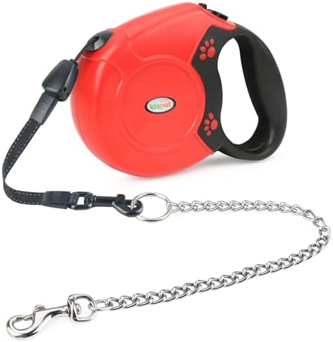 Idepet Heavy Duty Retractable Dog Leash Steel Chain 16ft Pet Leashes by Idepet