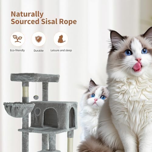 56.2 Inch Cat Tree with Cat Condo Viewing Platform - Image 4