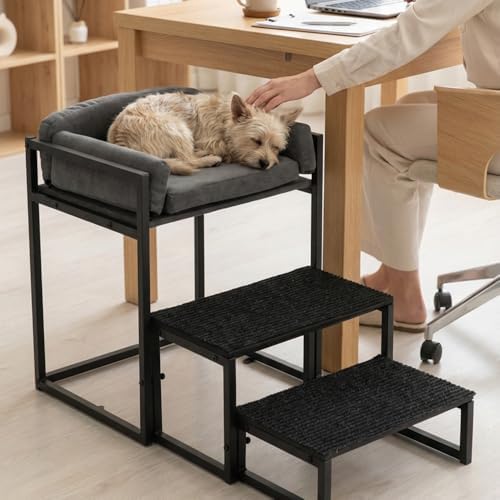2-in-1 Foldable Pet Steps Window Perch, Iron Cushioned Bed by NestfulFinds