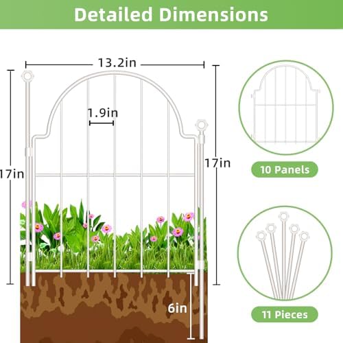 10 Pack White Decorative Garden Fence, 17in x 10ft, - Image 3