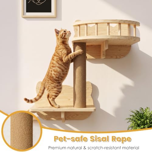 16-in-1 Cat Wall Shelves, Solid Pine Wood Cat Climbing System - Image 6
