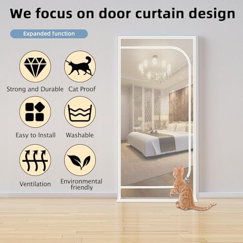 Upgraded Pet Screen Door, Fits Door Opening Size 30''x 80'', Thickened Cat - Image 4