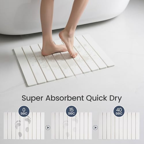 Meowoo Foldable Stone Bath Mat, 15.7" x 11.8" Diatomaceous Earth Mat - Image 4