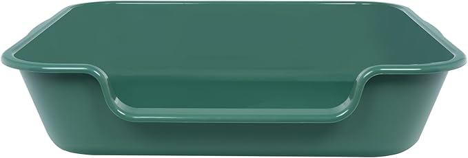 1 Pack of Extra Large Cat Litter Box (ABS Material), Low Entry Senior Litter Pen for Geriatric Kitty Big Cats, Jumbo Pet Safe Litter Boxes Tray for Indoor Pets Potty (Green, 24" L x 20" W)