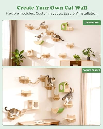 16 in 1 Solid Wood Cat Wall Shelves - Image 3