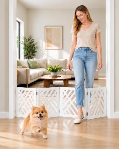 16" Short Dog Gate, Puppy Gate Indoor, Freestanding Small Dog Gate, 4 Panel by YORWHIN