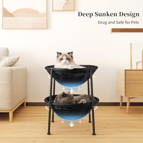 JUNSPOW Double Cat Bed Black, Breathable - Image 4