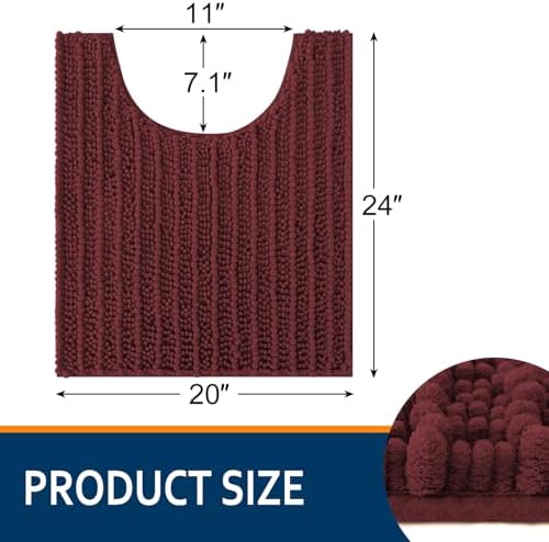 Smiry Bathroom Toilet Rugs U Shaped 24X20, Chenille Bath mats - Image 2