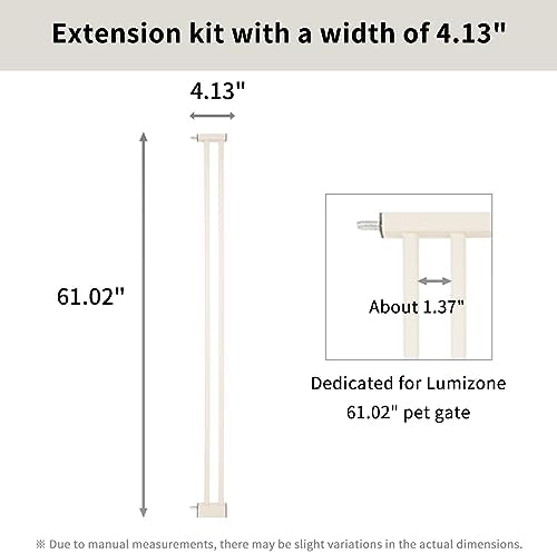 Lumizone 61.02" Extra Tall Pet Gate Extension Kit 4.13" Wide Cream - Image 2