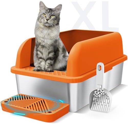 Suzzipaws XL Enclosed Stainless Steel Cat Litter Box by Suzzipaws