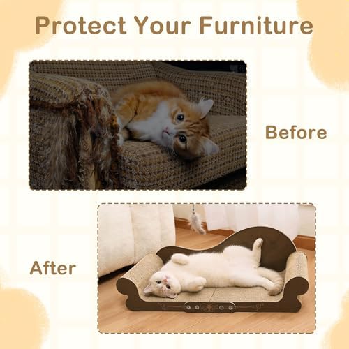DWCN 26" Large Cat Scratcher Bed, Durable Cardboard Cat Couch Scratching Board - Image 6