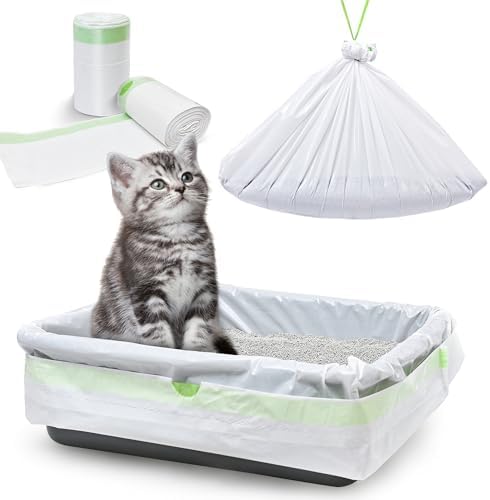 30 Pack Litter Box Liners, Large Drawstring Cat Litter Bags by AMOGOGOPET