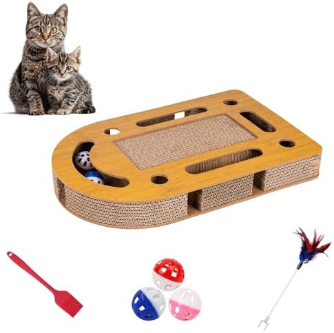 OHMU Interactive Cat Scratcher Toy, Wooden Puzzle Scratch Board by OHMU