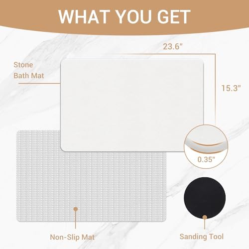 THMINS White Stone Bath Mat - Image 3