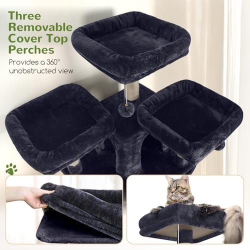 Globlazer Cat Tree Tower for Multiple Adult Cats, Dark Grey - Image 3
