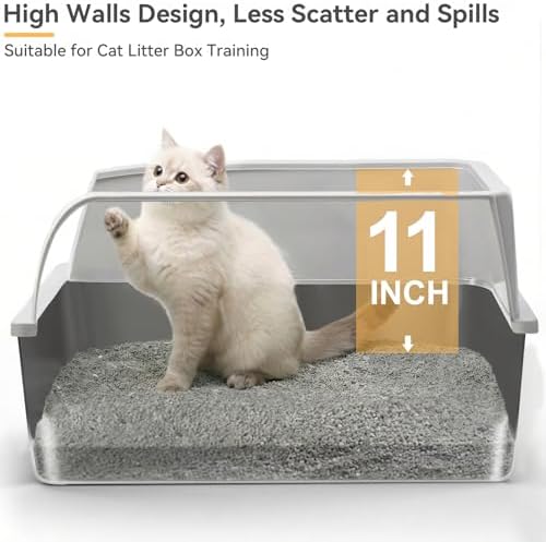 Stainless Steel Litter Box, XL High Sided Enclosed Cat Litter Boxes - Image 3
