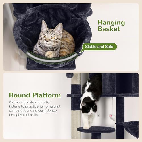 Globlazer Cat Tree Tower for Multiple Adult Cats, Dark Grey - Image 5