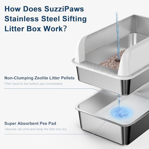 Suzzipaws XL Stainless Steel Sifting Litter Box - Image 2