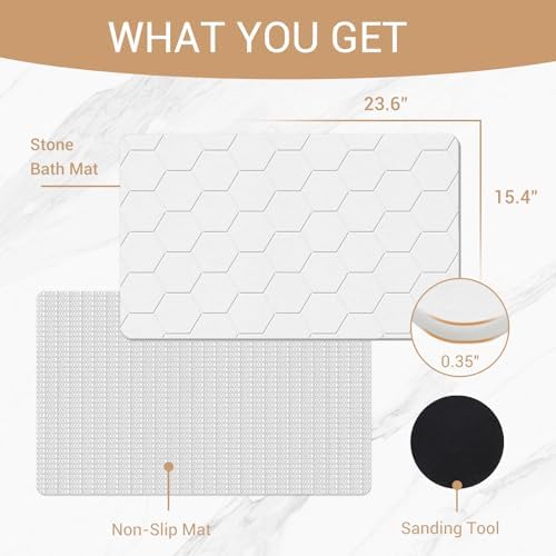 THMINS White Stone Bath Mat - Image 3