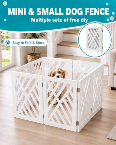 16" Short Dog Gate, Puppy Gate Indoor, Freestanding Small Dog Gate, 4 Panel - Image 5