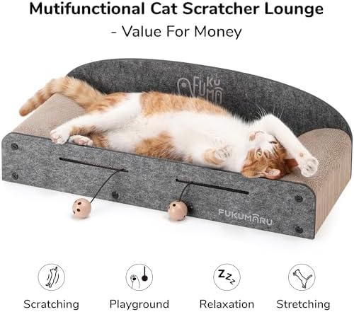 FUKUMARU Large Cat Scratcher Bed, 26 Inch Cat Scratching Bed Sofa Indoor - Image 2