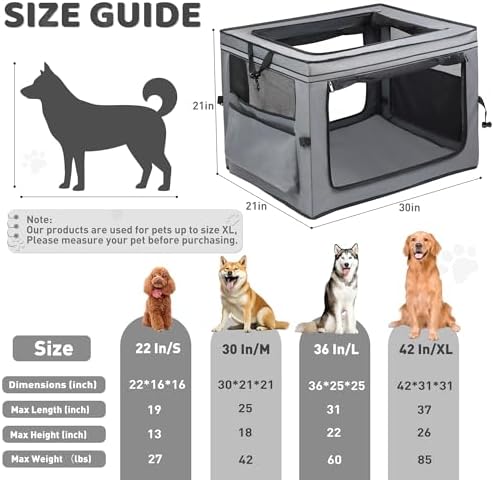 Portable Dog Crate Soft Dog Crate 22", Comfy，Collapsible Crate - Image 2