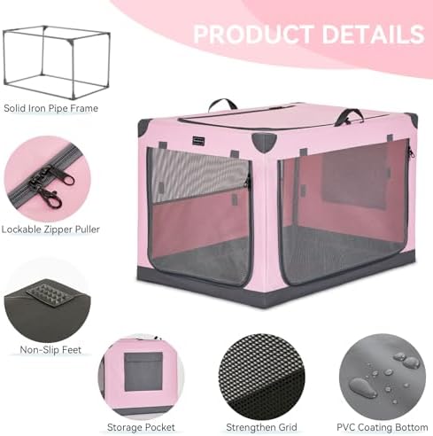 PETSFIT 30" Soft Portable Dog Crate – Patented Spiral Sturdy Frame, Collapsible - Image 5