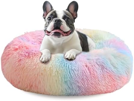 JOLLYVOGUE Calming Dog Bed Medium Size Dog, 31in Donut Washable Medium Pet Bed by JOLLYVOGUE