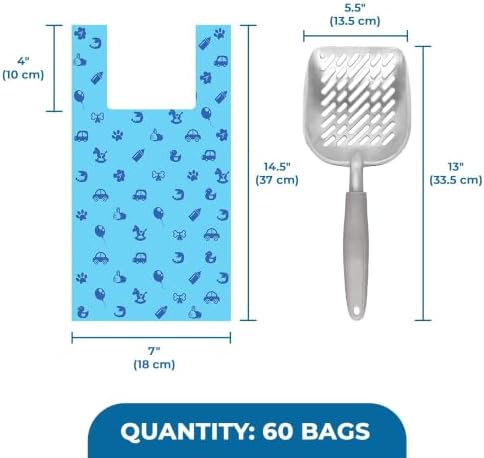 SunGrow Cat Litter Scoop and Bag Combo, Stainless Steel Deep Shovel, 60 Plastic - Image 7