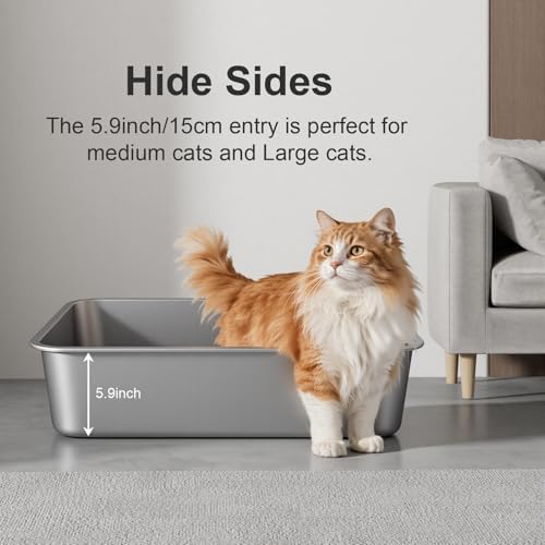 X-Large High Sided Stainless Steel Cat Litter Box - Image 6