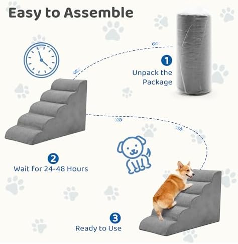 DUMOS Dog Stairs for Small Dogs and Cats, 5-Step Curved Pet Dog Steps - Image 5