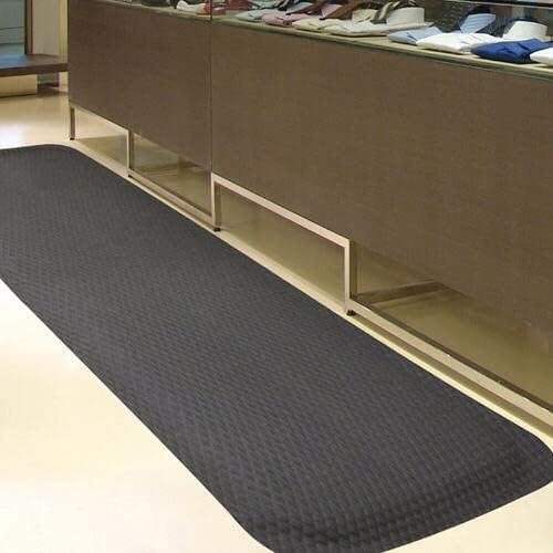 American Floor Mats Hog Heaven Premium 7/8" Black & Yellow Border 5' x 6' Nitrile Backed Anti-Fatigue Comfort Mat