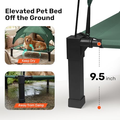 Elevated Dog Bed with Removable Canopy, Sun Protection Shade Tent Dog Cot - Image 3