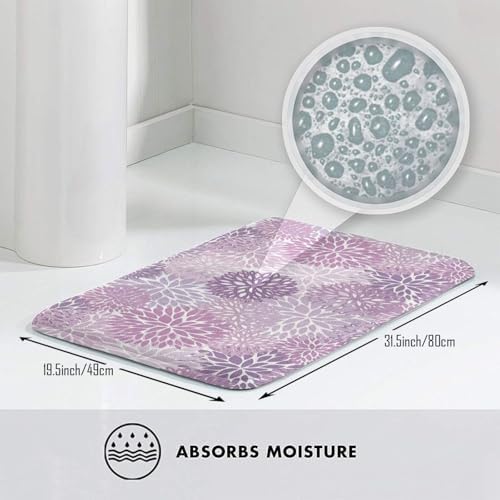 Purple Chrysanthemum Flowers Bath Mat Non-Slip Soft Microfiber Bathroom Rugs - Image 5
