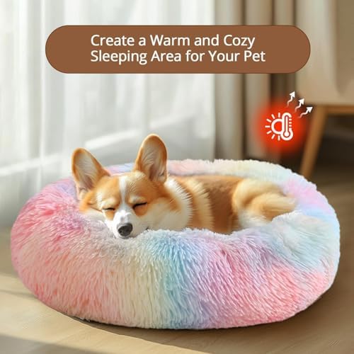 JOLLYVOGUE Calming Dog Bed Medium Size Dog, 31in Donut Washable Medium Pet Bed - Image 4
