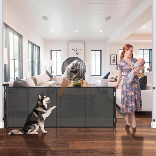 GRENFU Reinforced 100" Wide Retractable Baby Gates Long Dog Gate by BabyPetProofingProducts