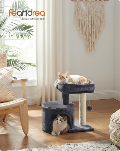 Feandrea Cat Tree, 18.5-in Small Cat Tower, Cute Kittens Condo, Smoky Gray - Image 2