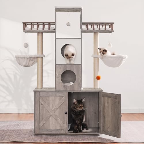 Heybly Cat Tree with Litter Box Enclosure - Image 4