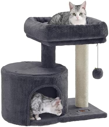 Feandrea Cat Tree, 18.5-in Small Cat Tower, Cute Kittens Condo, Smoky Gray by FeandreabySONGMICSHOME