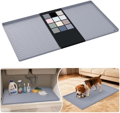 URMONA Waterproof Silicone Under Sink Mat, 34 x 19 in, Flexible Shelf Liner by URMONA